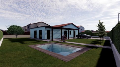 VILLA MONOFAMILIARE  SU UN LIVELLO CON PISCINA